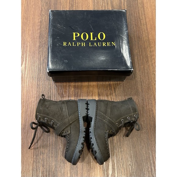 Ralph Lauren Polo Bear Ranger HI II Boots Leather Dark Brown Boys Size 8 M New - Picture 6 of 16